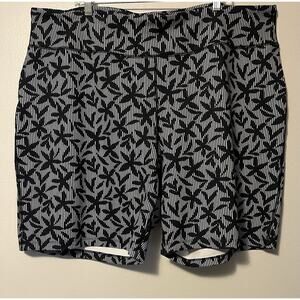 Lands End Shorts Women’s 3X 24W-26W Black Striped Floral Active Relaxed Bottoms